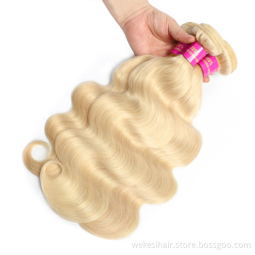 Wholesale 613 Cuticle Aligned Virgin Hair,Russian Blonde Virgin Human Hair Bundles With Closure Free Sample Human Hair Extension